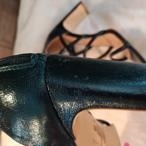 Bradshaw Caged Strappy Emerald Shimmer Green Heels 9 Sex in‎ the City Y2K - Picture 9 of 14